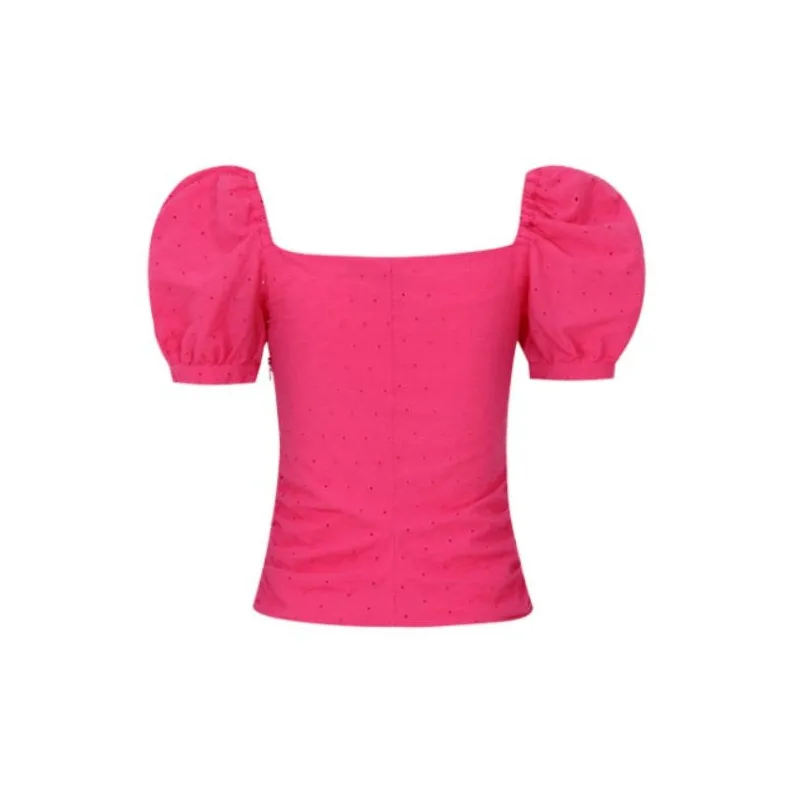 PINKO FW23 Puff Sleeve T Shirt Women's Pink-1
