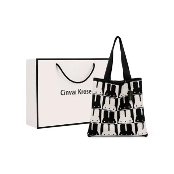 CinvaiKrose Fabric Shoulder Bag, Tote Bag, Shopping Bag Large Size Women's Black