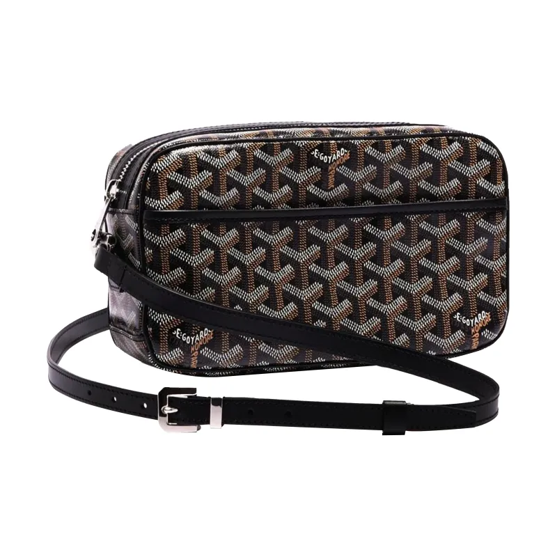 GOYARD Cap-Vert Canvas With Leather Camera Bag Shoulder Bag Crossbody Bag Small Size Unisex Black/Red-1