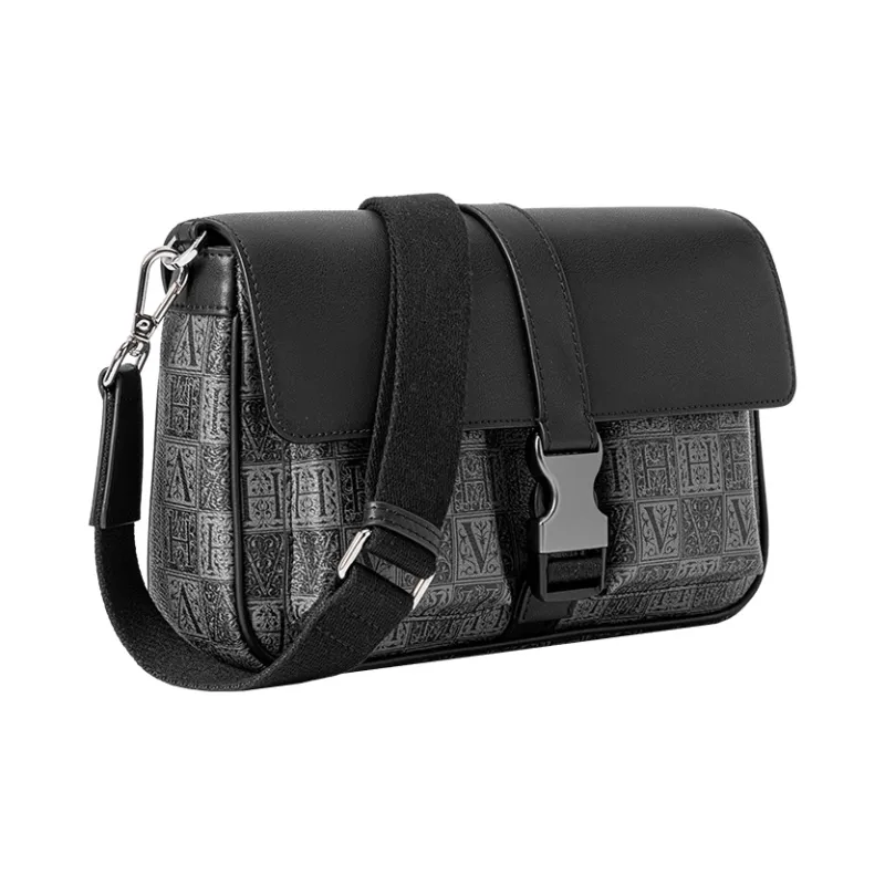VANESSA HOGAN Cow Leather Shoulder Bag Large Size Men's Black-2