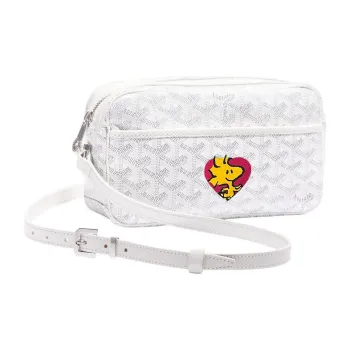 GOYARD Cap-Vert Canvas With Leather Camera Bag Shoulder Bag Crossbody Bag Small Size Unisex White/Red