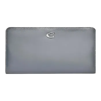 COACH Skinny Wallet Calfskin Coin Purse, Clutch Wallet Regular Women's Gray