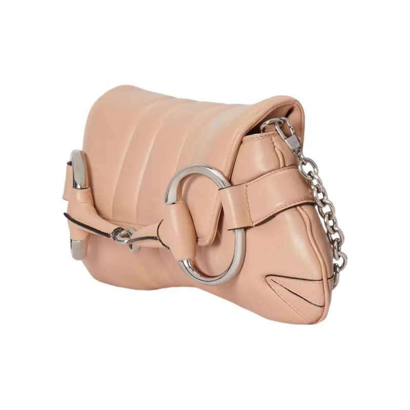 GUCCI Horsebit 1955 Quilting Leather Shoulder Bag Handbag Shoulder Bag Women's Pink-3