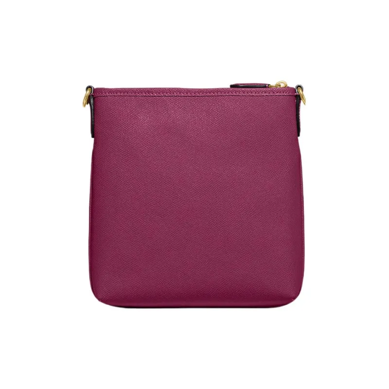 COACH Kitt Cross-Stitch Leather Messenger Bag Shoulder Bag Crossbody Bag Small Size Women's Dark Plum-1
