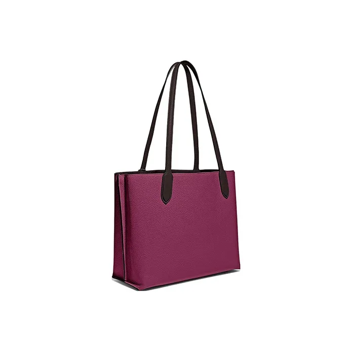 COACH Willow Polished Grained Leather Tote Bag Shopping Bag Handbag Shoulder Bag Women's Dark Plum-1