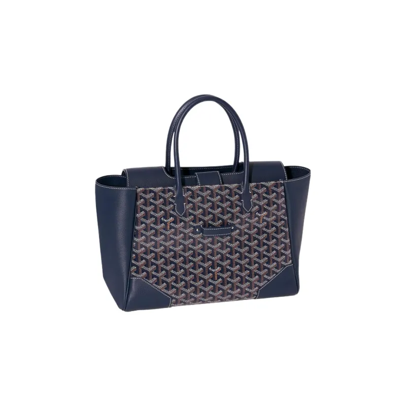 GOYARD Saigon Canvas With Leather Xigong Tote Handbags Shoulder Bags Large Size Unisex Marine Blue-4