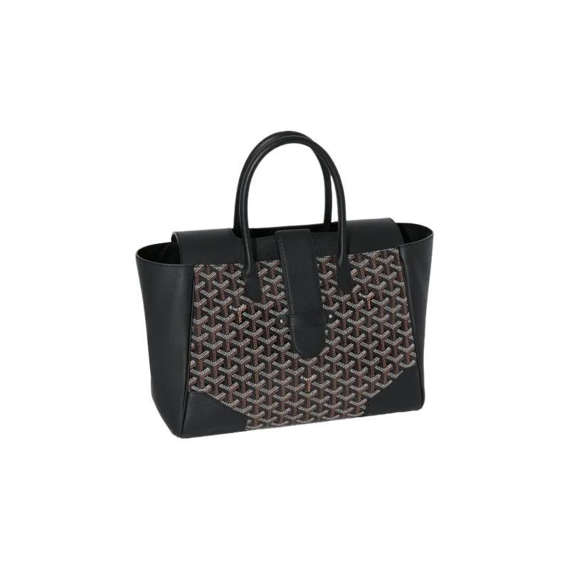 GOYARD Saigon Canvas With Leather Xigong Tote Handbags Shoulder Bags Large Size Unisex Black-3