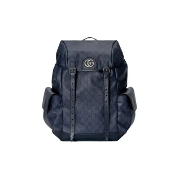 GUCCI Ophidia Canvas With Leather Backpack Medium Size Men's Blue/Black