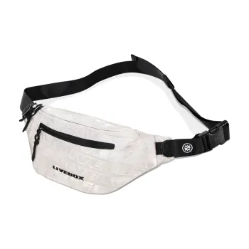 LIVEBOX EN DIRECT Nylon Shoulder Bag Crossbody Bag Fanny Pack Sling Bag Medium Size Men's Ecru/Black