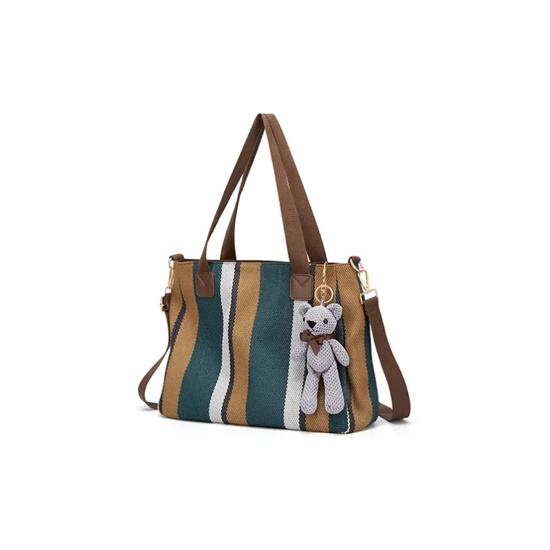 CinvaiKrose Shoulder Bags Blue With Charm Bag Cover, Stripes Position Random Shipment-2