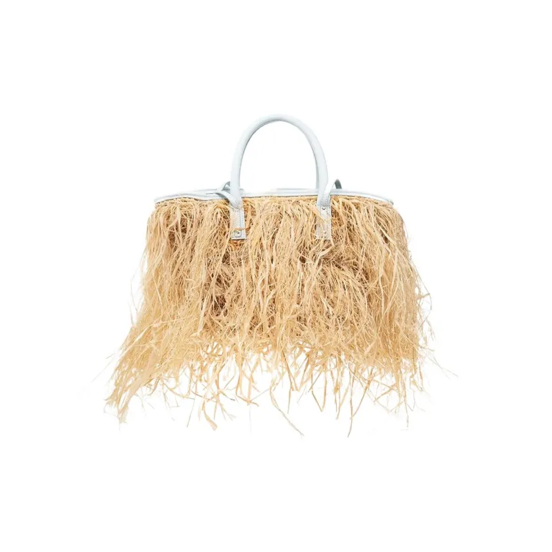 Jacquemus Raffia Beach Basket Bag Shoulder Bag Crossbody Bag Handbag Women's Light Blue-1