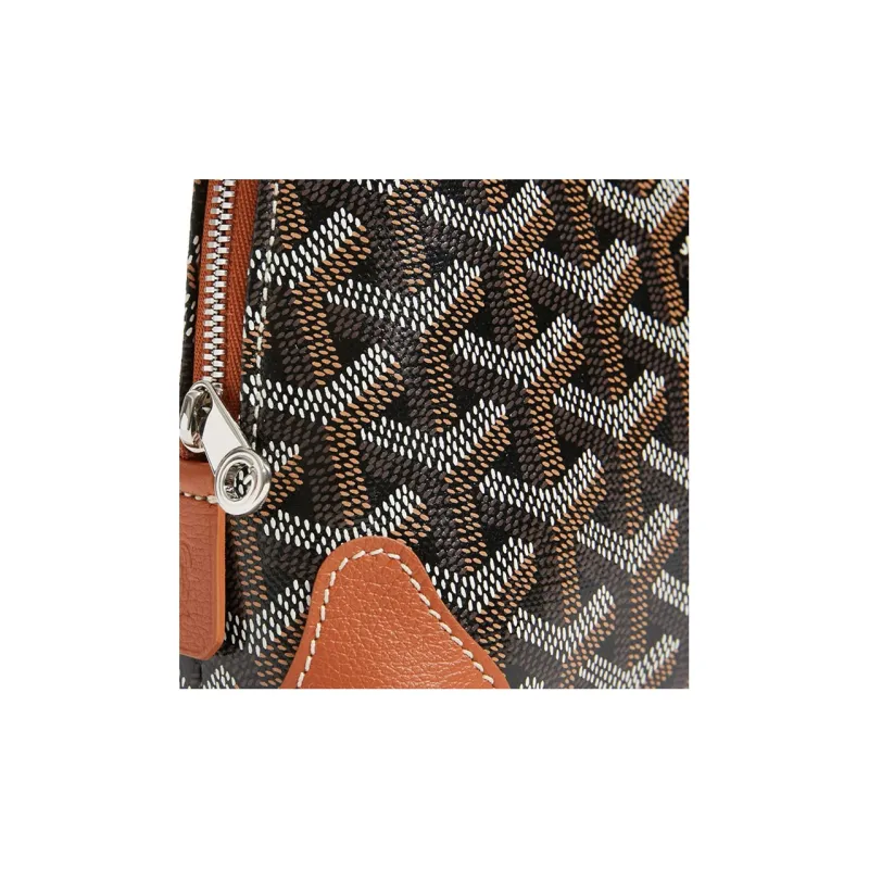 GOYARD Vendôme Canvas With Calfskin Dog's Teeth Toiletry Bag Makeup Bag Women's Brown/Green Heart-Shaped Balloon-3