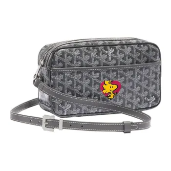 GOYARD Cap-Vert Canvas With Leather Camera Bag Shoulder Bag Crossbody Bag Small Size Unisex Gray/Red