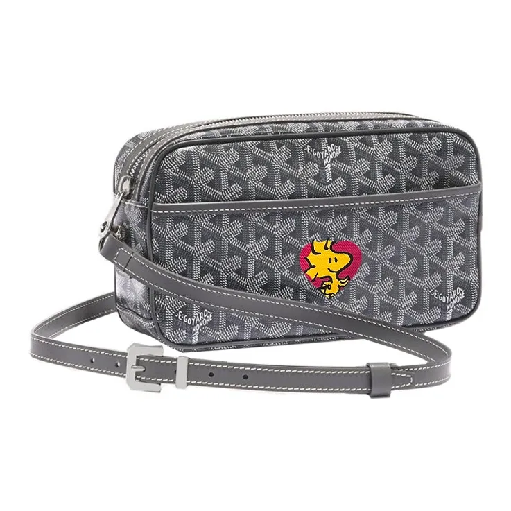 GOYARD Cap-Vert Canvas With Leather Camera Bag Shoulder Bag Crossbody Bag Small Size Unisex Gray/Red-0