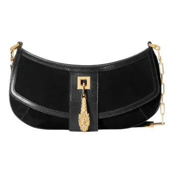 GUCCI Suede Handbag Shoulder Bag Women's Black