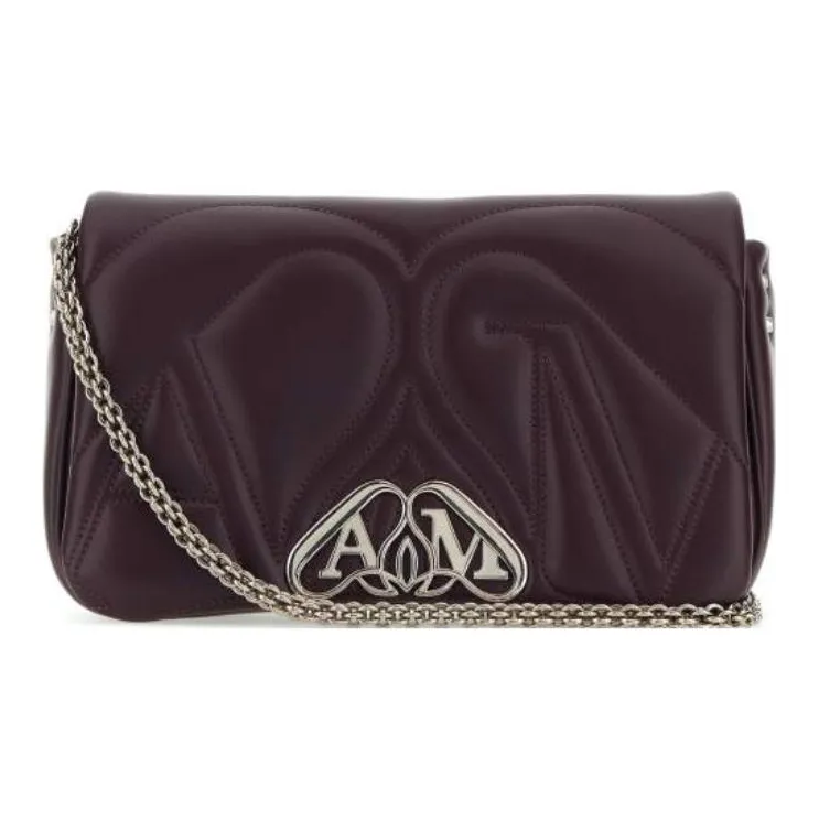 Alexander McQueen Lambskin Crossbody Bag Shoulder Bag Small Size Women's Purple-0