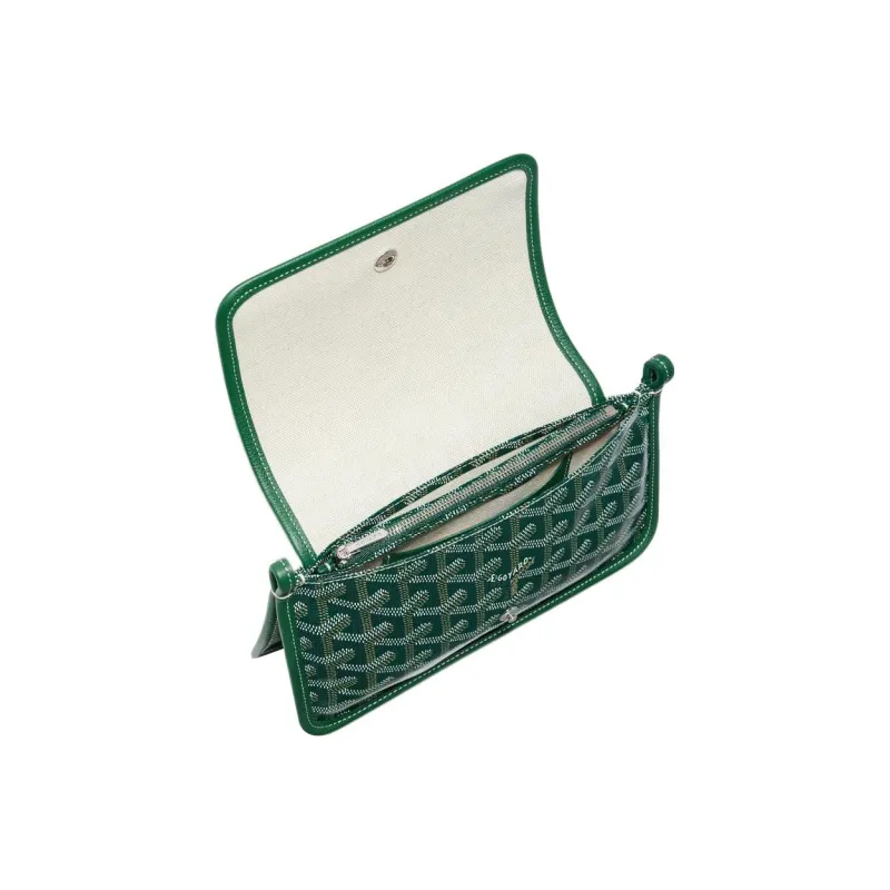 GOYARD Plumet Canvas With Leather Envelope Bag Handheld Shoulder Bag Crossbody Bag Small Size Unisex Green/Red-3