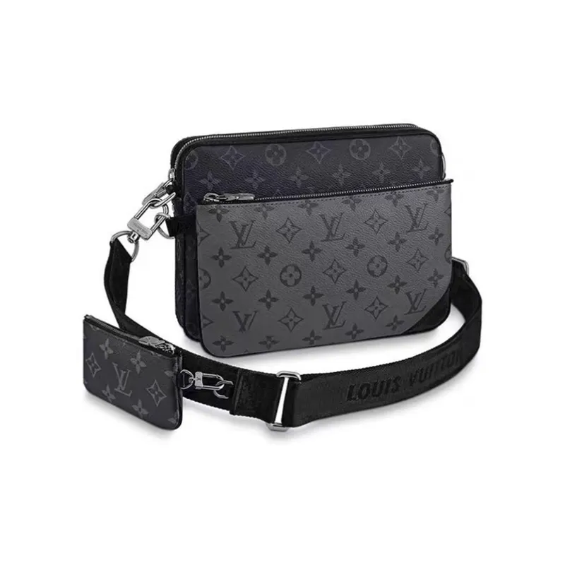 LOUIS VUITTON Trio Messenger Monogram Eclipse Reverse Gray-0