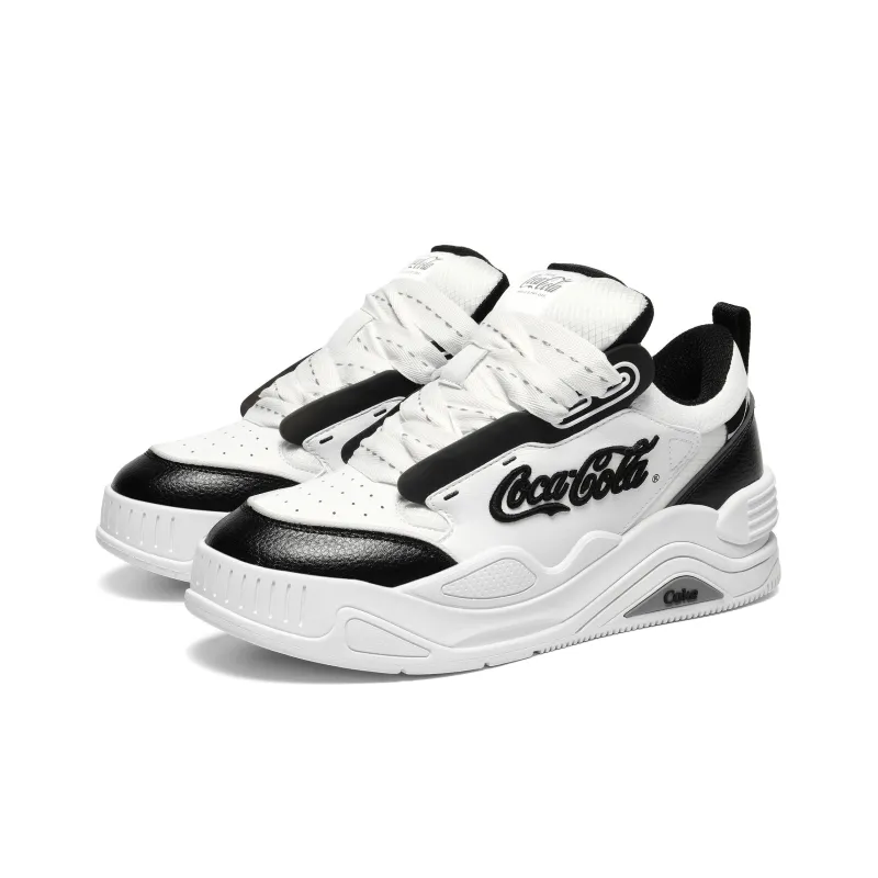 Coca Cola Puffy Shoes Low Top Stylish Skateboarding Shoes Unisex White-2