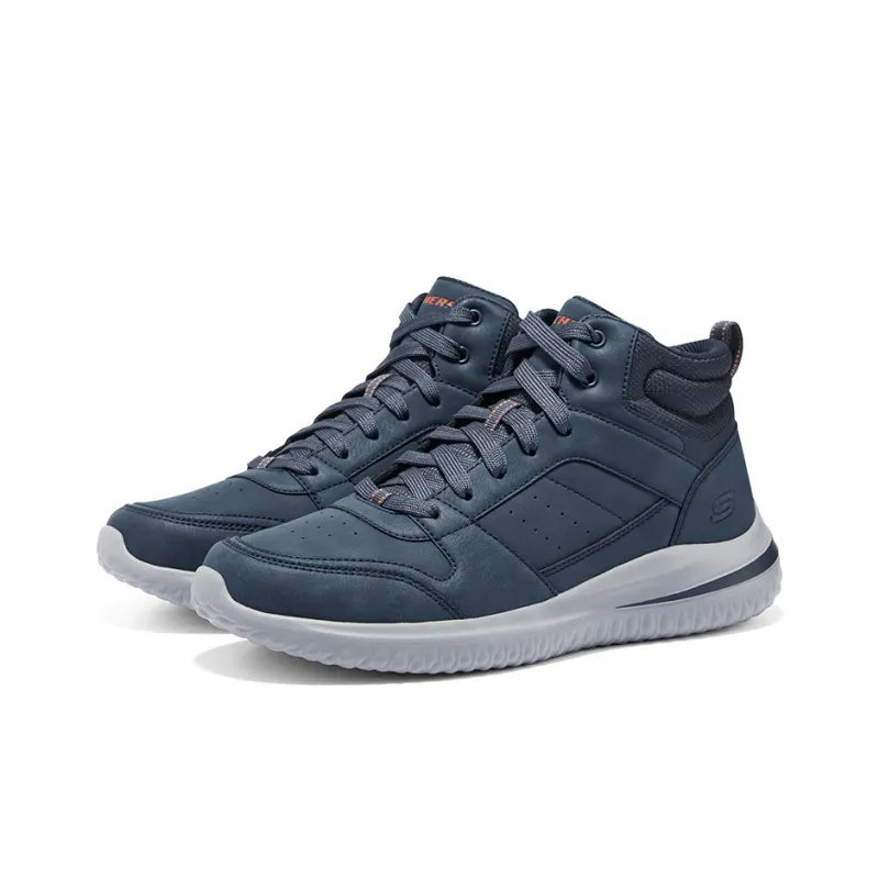 Skechers Delson 3.0 Anti Slip Wear Resistant Breathable Supportive Lightweight Mid Top Casual Shoes Men's Navy-3