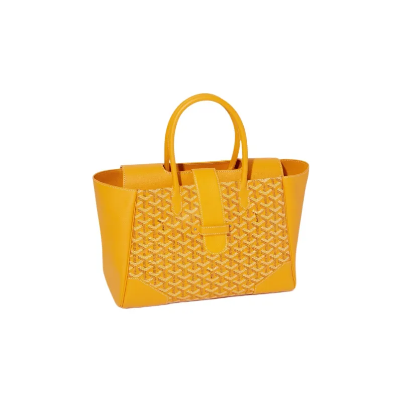 GOYARD Saigon Canvas With Leather Xigong Tote Handbags Shoulder Bags Large Size Unisex Yellow-3