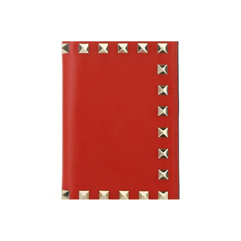 Valentino Cow Leather Card Holder Wallet Women's Red-3