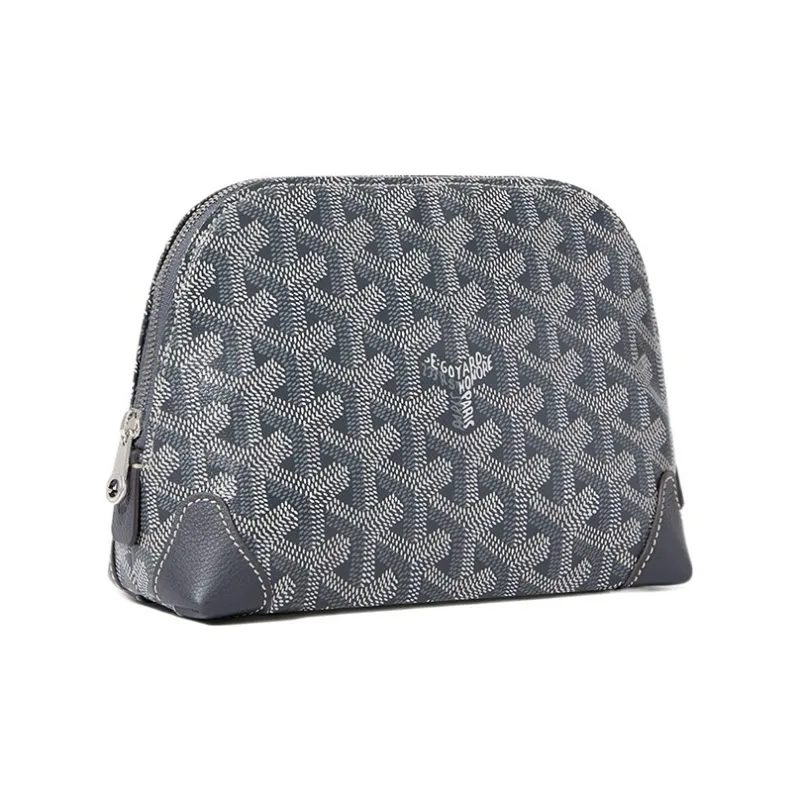 GOYARD Vendôme Canvas With Calfskin Dog's Teeth Toiletry Bag Makeup Bag Women's Gray/Pink Heart Balloon-1