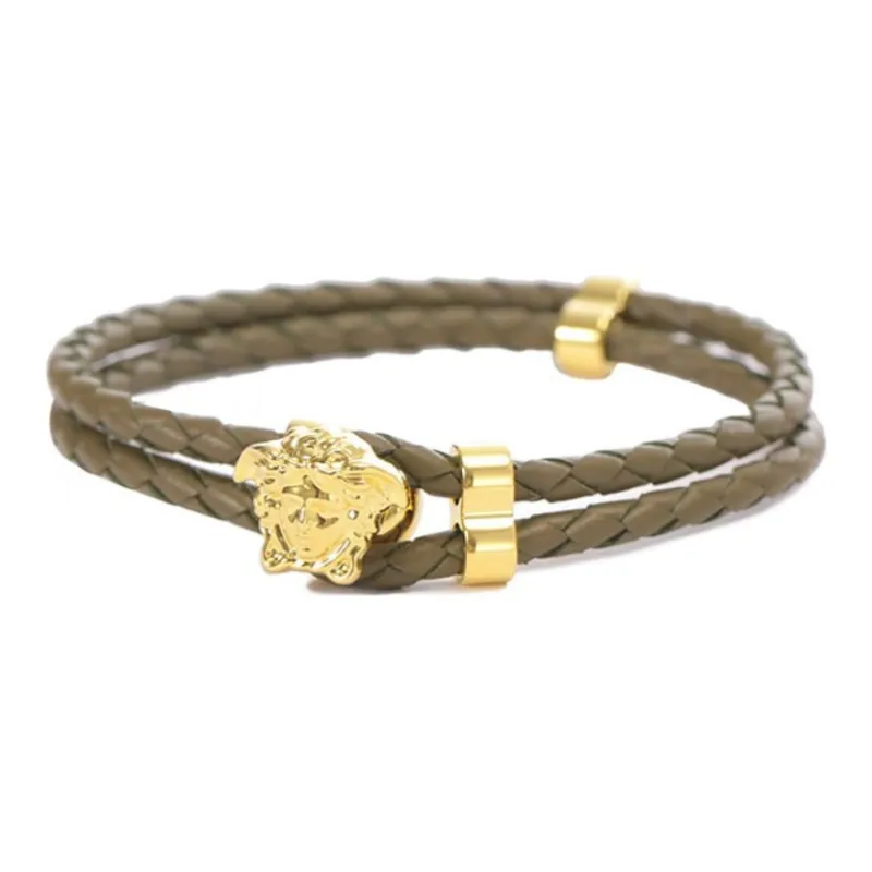 VERSACE Medusa Braided Leather Bracelet-1