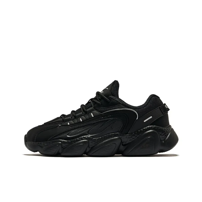 Erke Cushioned Slip Resistant Abrasion Resistant Low Top Casual Running Shoes Men's Jet Black-0
