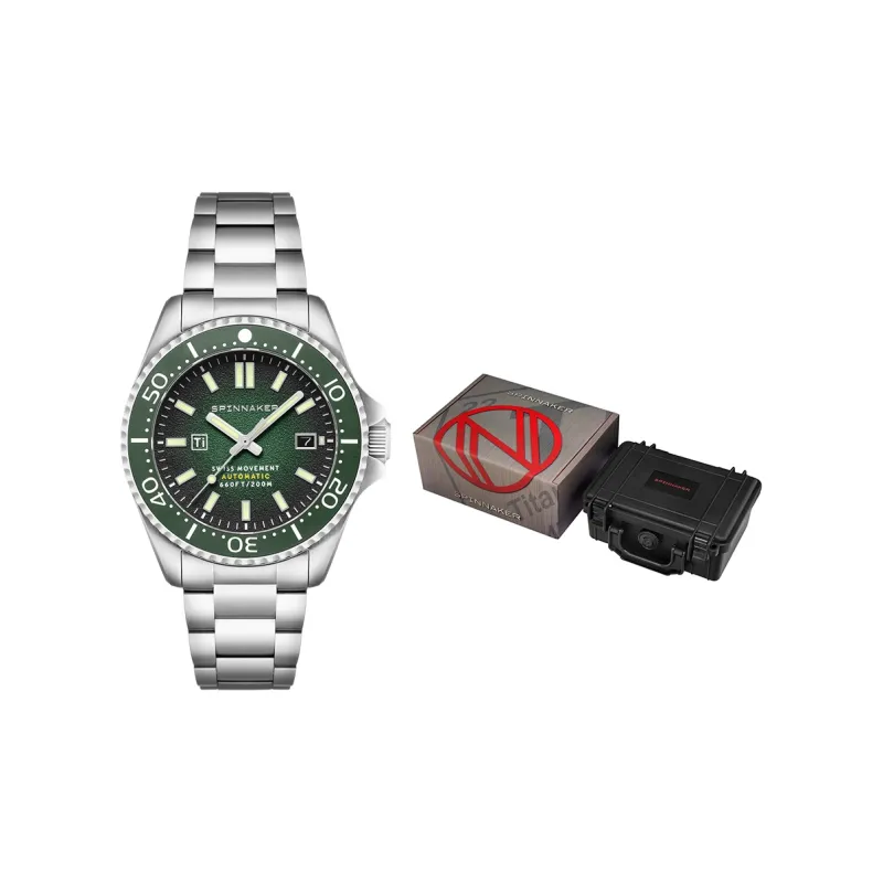 SPINNAKER TESEI Collection Wrist Watch Automatic Mechanical Movement Titanium Strap Green Dial Men's Watches-1