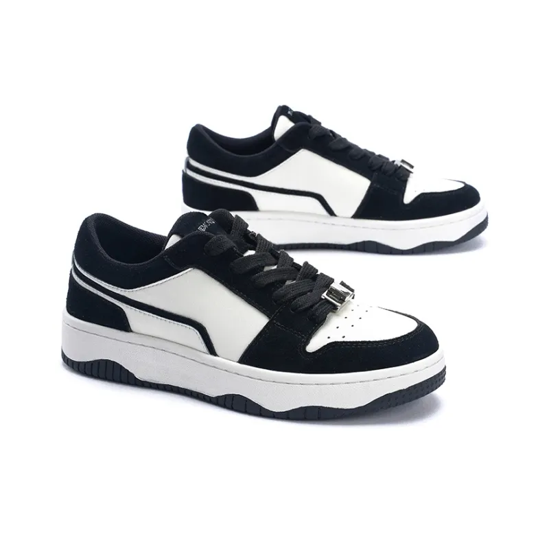 MALEMONKEY Casual Skateboard Shoes Anti-Slip Wear-Resistant Low-Top Athletic Shoes Women's Black White-1