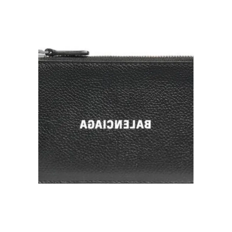 Balenciaga Calfskin Card Holder Large Size Men's Black-2