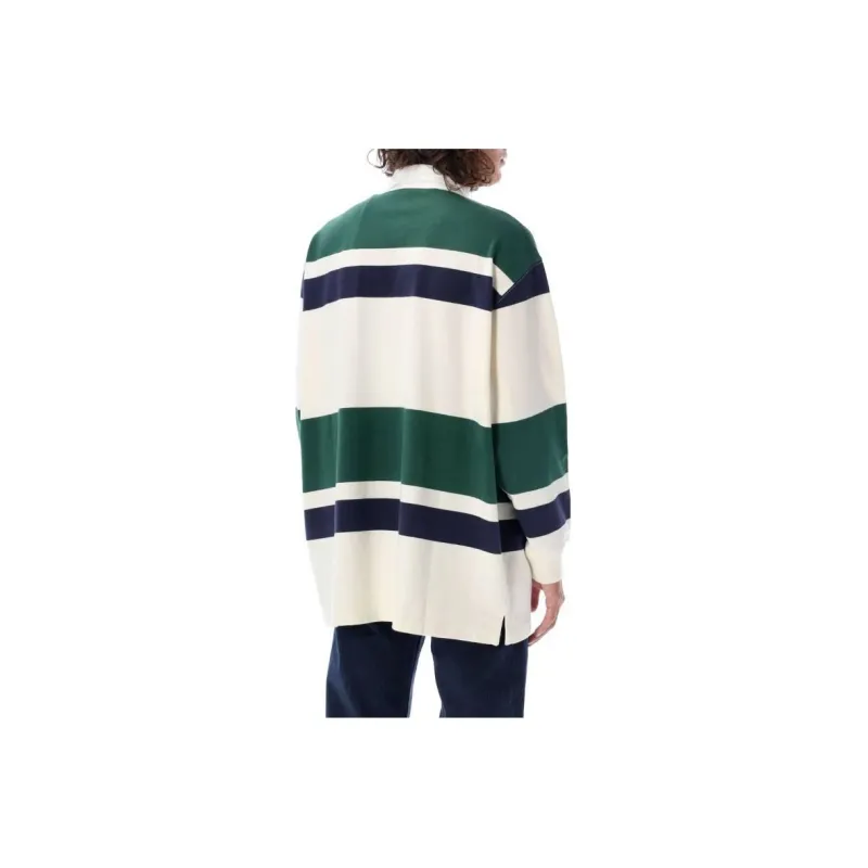 PALM ANGELS Striped Long Sleeved Polo Shirt-1