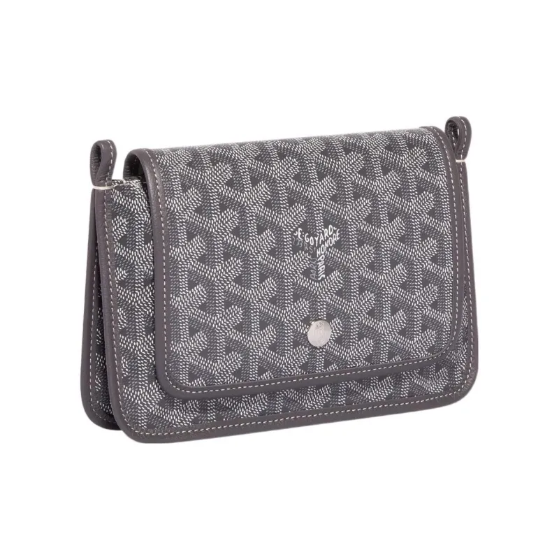 GOYARD Plumet Canvas With Leather Envelope Bag Handheld Shoulder Bag Crossbody Bag Small Size Unisex Gray/Red-1