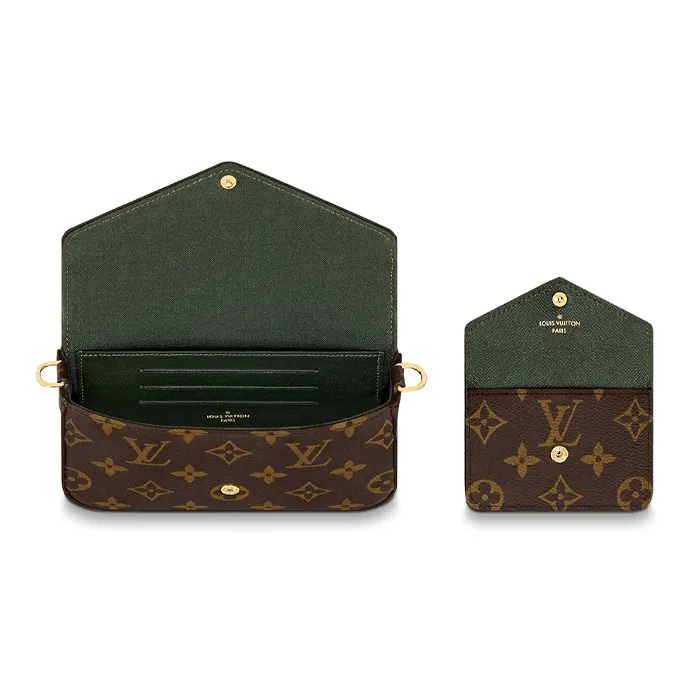 LOUIS VUITTON Félicie Strap & Go Monogram Khaki Green/Ebony-4