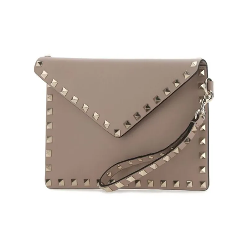 Valentino Cow Leather Clutch Women's Vintage Pink-1