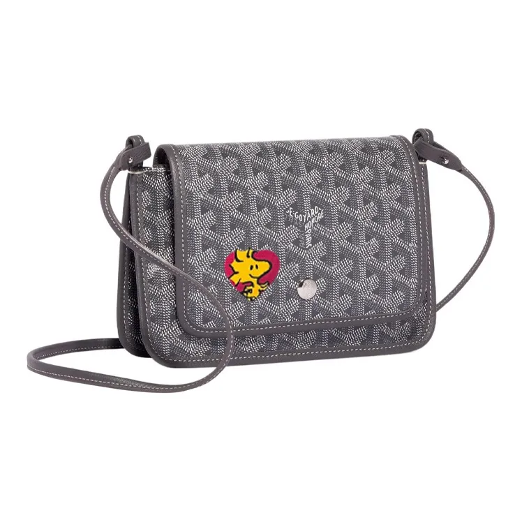 GOYARD Plumet Canvas With Leather Envelope Bag Handheld Shoulder Bag Crossbody Bag Small Size Unisex Gray/Red-0
