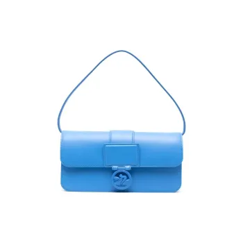 LONGCHAMP BOX TROT Calfskin Baguette Bag Shoulder Bag Crossbody Bag Medium Size Women's Blue