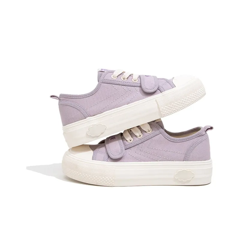 Feiyue Slip Resistant, Abrasion Resistant, Breathable Low Top Platform Canvas Shoes Women's Purple-2