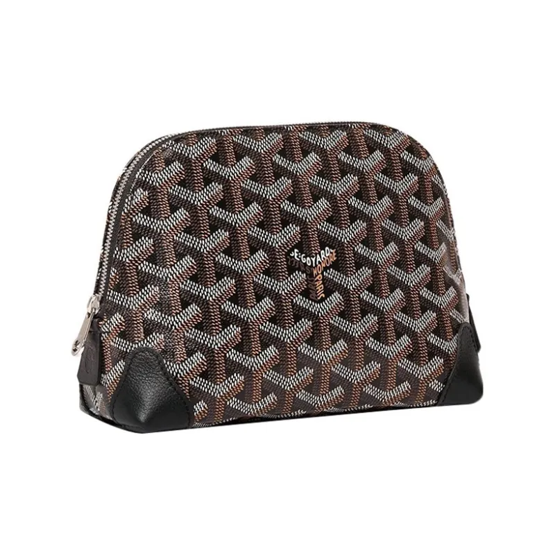 GOYARD Vendôme Canvas With Calfskin Dog's Teeth Toiletry Bag Makeup Bag Women's Black/Green Heart-Shaped Balloons-1