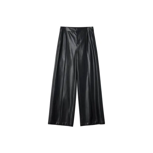 U/TI Leather Pants Women's Black