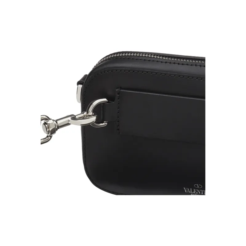 Valentino Cow Leather Shoulder Bag, Crossbody Bag, Sling Bag, Fanny Pack Trumpets Men's Black-4