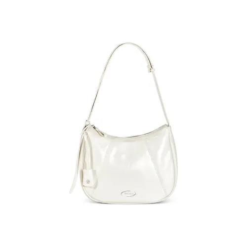 LIVEBOX EN DIRECT PU Crescent Bag, Underarm Shoulder Bag Medium Size Women's Silver