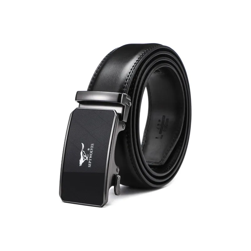 SEPTWOLVES Cow Leather Automatic Buckle Belt Men's Width 3.5CM-0