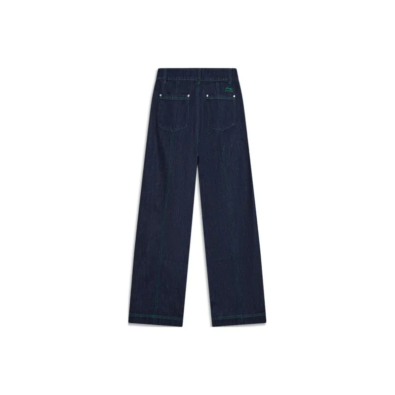 LiNing Chinese Culture Series Jeans Women's Dark Denim Blue-1