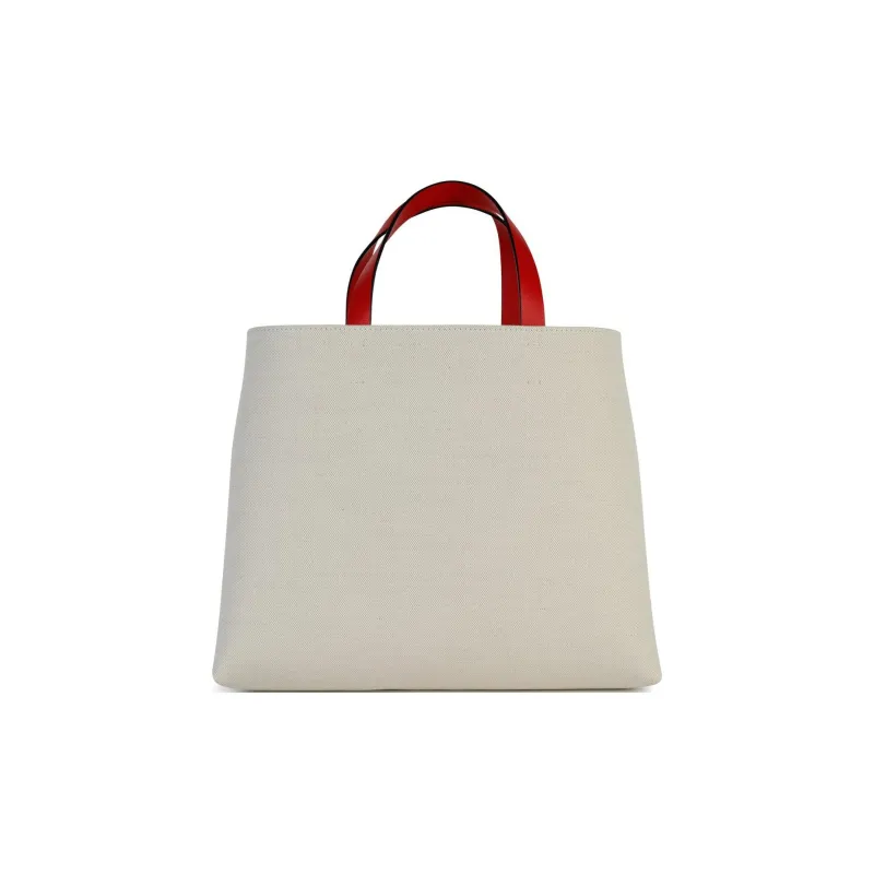 Valentino Vlogo Leather Tote Bag Shopping Bag Handbag Regular Women's Red/Natural-2