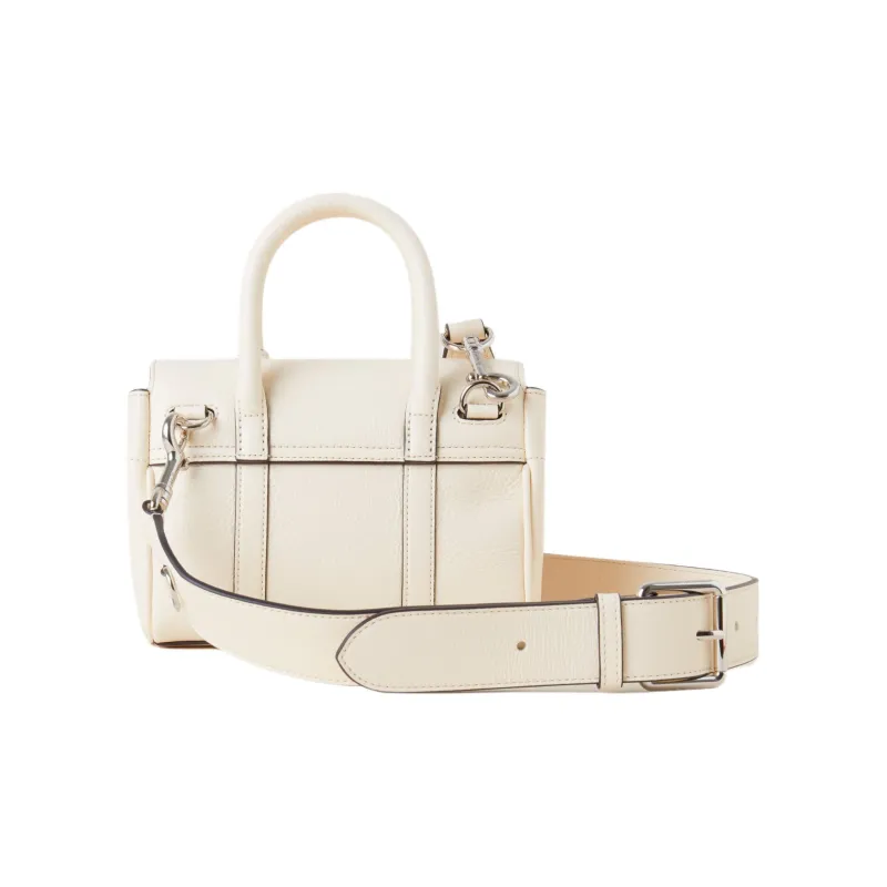 Mulberry Bayswater Glossy Leather Shoulder Bag Crossbody Bag Handbag Mini Women's Ecru-2