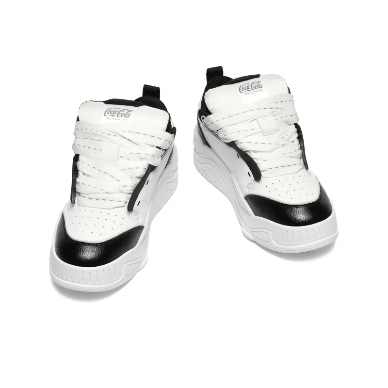 Coca Cola Puffy Shoes Low Top Stylish Skateboarding Shoes Unisex White-3