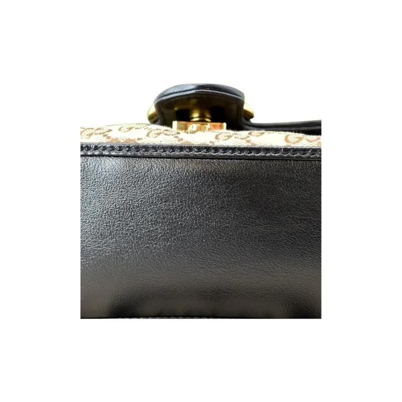 GUCCI GG Marmont Canvas With Leather Handbag Shoulder Bag Crossbody Bag Mini Women's Brown/Black-7