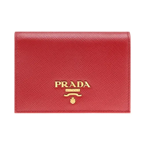 prada logo Cow Leather Wallet Regular Women's Red